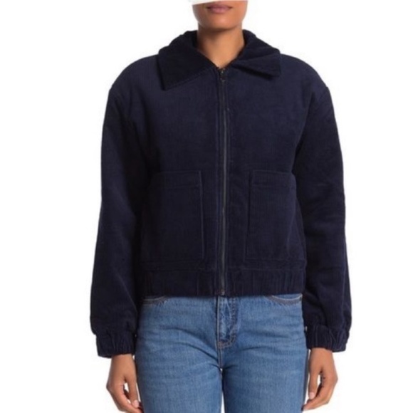 Elodie Jackets & Blazers - Elodie Corduroy Navy Blue Zip Front Jacket small